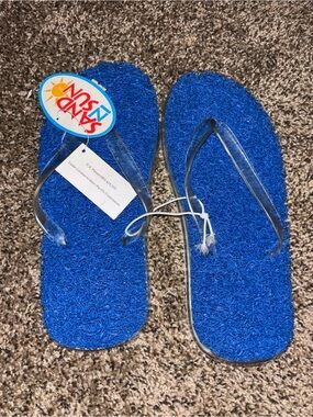 Blue Women's Sandal Flip Flops with Clear Straps